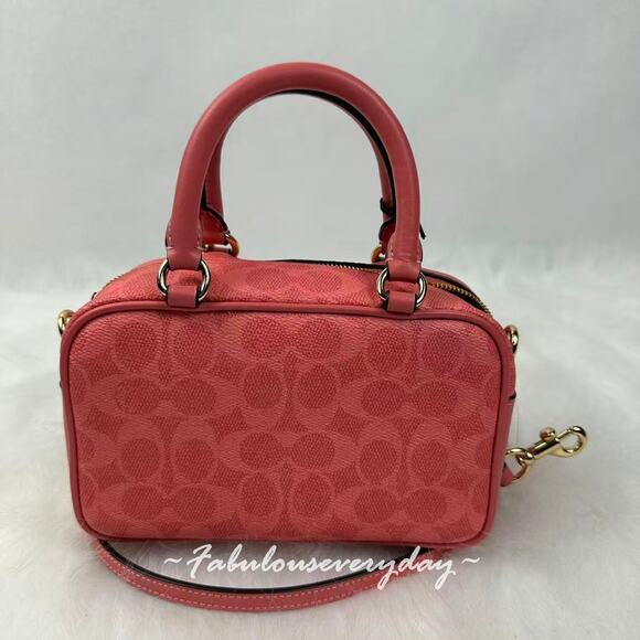 Coach X Peanuts Satchel Crossbody Bag In Sig Canvas with Lucy In Coral CBJ62 NWT - Picture 4 of 10